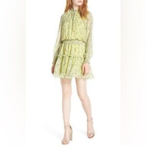 NSR Floral Ruffle Mini Dress | EMMA Yellow Green Medium
